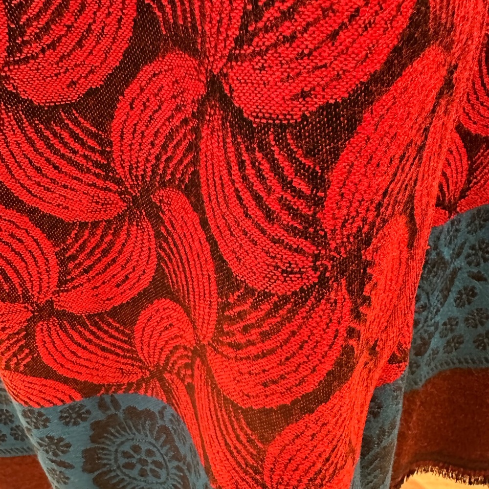 Wool red and black shawl
